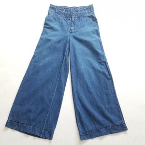 Free People Super Wide Leg High Rise Jeans Boho 28